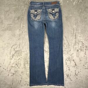 Vintage Y2K Wallflower Embroidered/Embellished Blue Bootcut Denim Jeans Size 5
